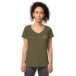 Texas Gear Ladies Tees Khaki / XS Women’s fitted v-neck t-shirt Out_Of_Texas